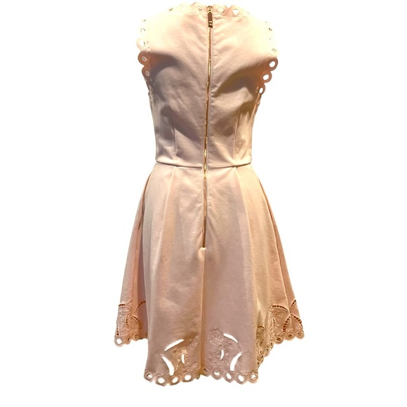 Ted Baker Emalise Pink V-neck Embroidered Skater Dress TB Size 2 - Picture 7 of 14